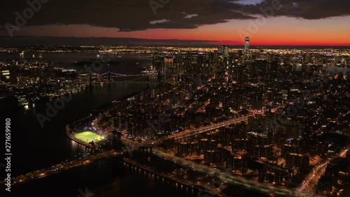 Wallpaper Mural Wide aerial, illuminated skyline in New York City Torontodigital.ca
