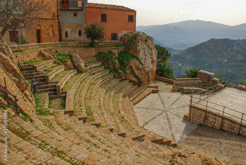 The characteristic medieval village of Pollina, a beautiful town in the Sicilian province of Palermo, called the balcony on the Tyrrhenian Sea.