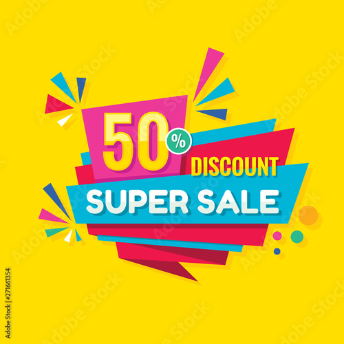 Wallpaper Mural Super sale concept banner design. Discount 50% off creative sticker. Abstract geometric poster. Special offer.  Torontodigital.ca