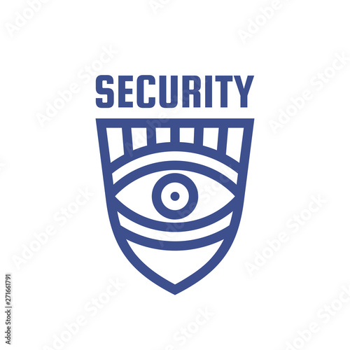Security concept logo design. Eye and shield sign. 