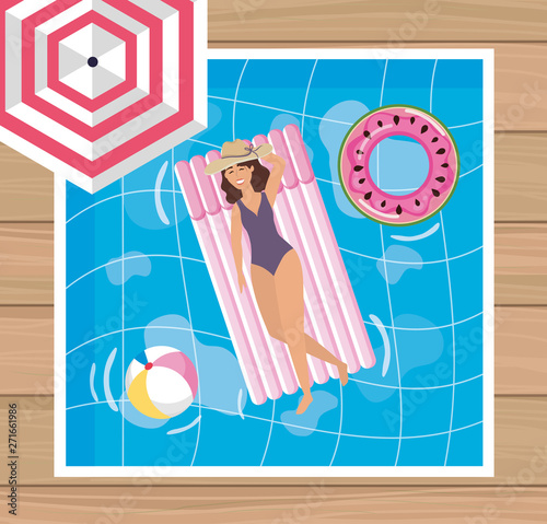 woman taking sun in the pool