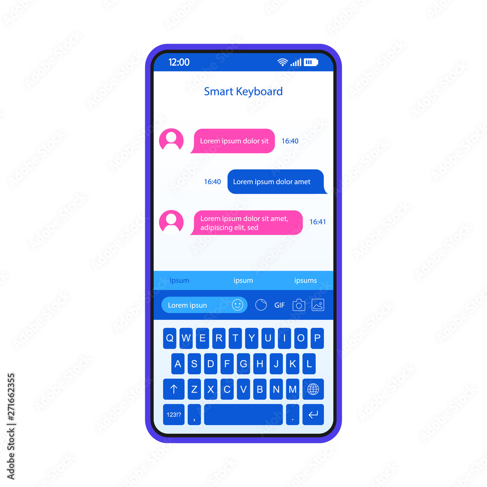 Smart keyboard smartphone interface vector template