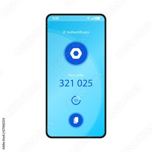 2F authenticator smartphone interface vector template photo