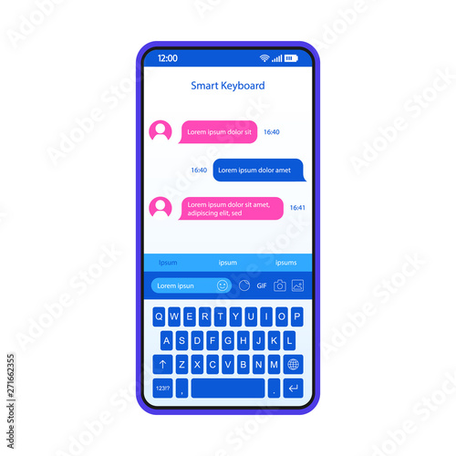 Smart keyboard smartphone interface vector template