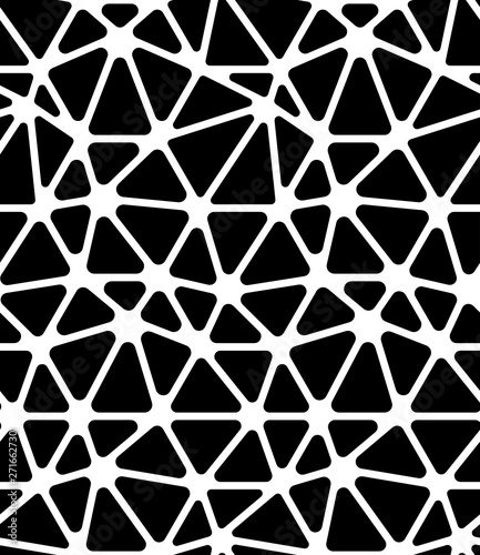 Vector seamless texture. Modern monochrome geometric background. Grid with distorted cells.