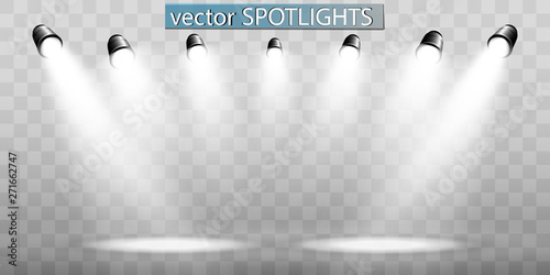 White scene on with spotlights. Vector illustration. 