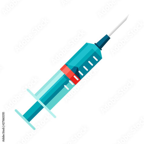 Syringe icon in flat style. photo