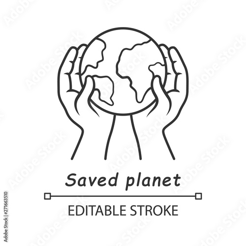 Saved planet linear icon
