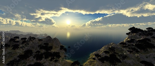 Beautiful lagoon at sunset,...