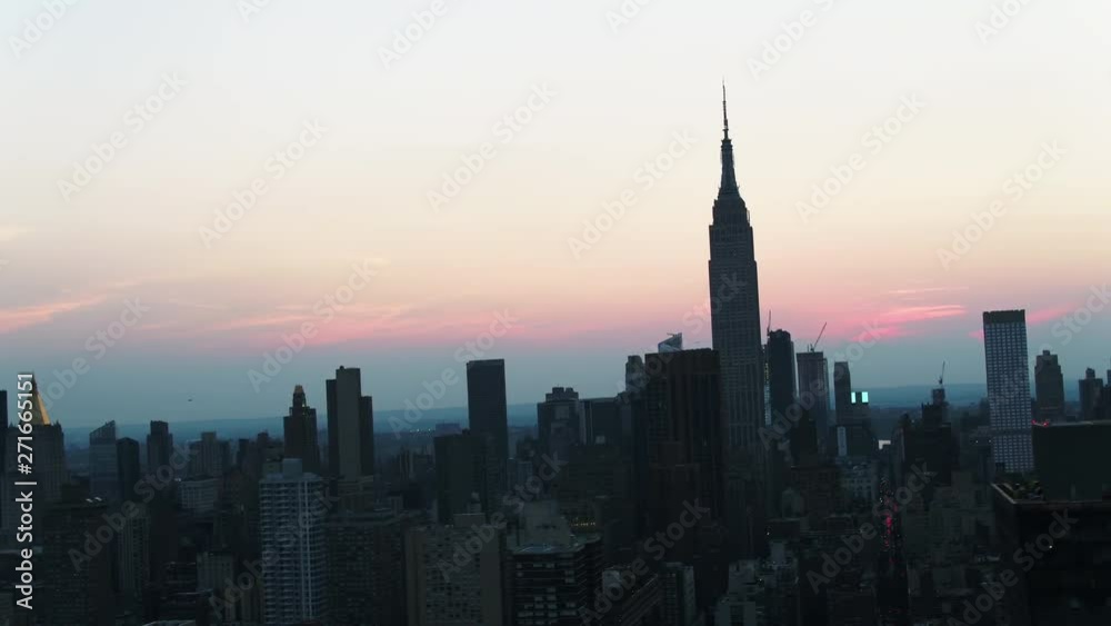 Empire State Building at sunset, aerial Empire State Building at sunset, aerial