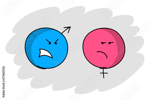 Male and female symbols while quarreling