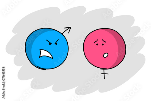 Male and female symbols while quarreling