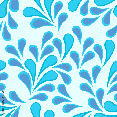 Vector botanical seamless pattern. Stems with textured leaves.