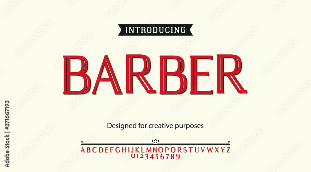 Barber typeface.For labels and different type designs