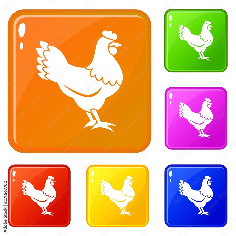 Fototapeta premium Hen icons set collection vector 6 color isolated on white background