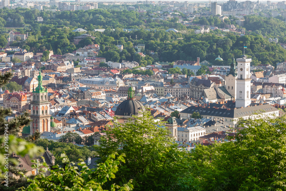 Panoramic view on Lviv from high Castle