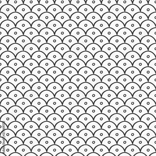 Abstract seamless hand drawn pattern of regularly repeating scales. Doodle style illustration.