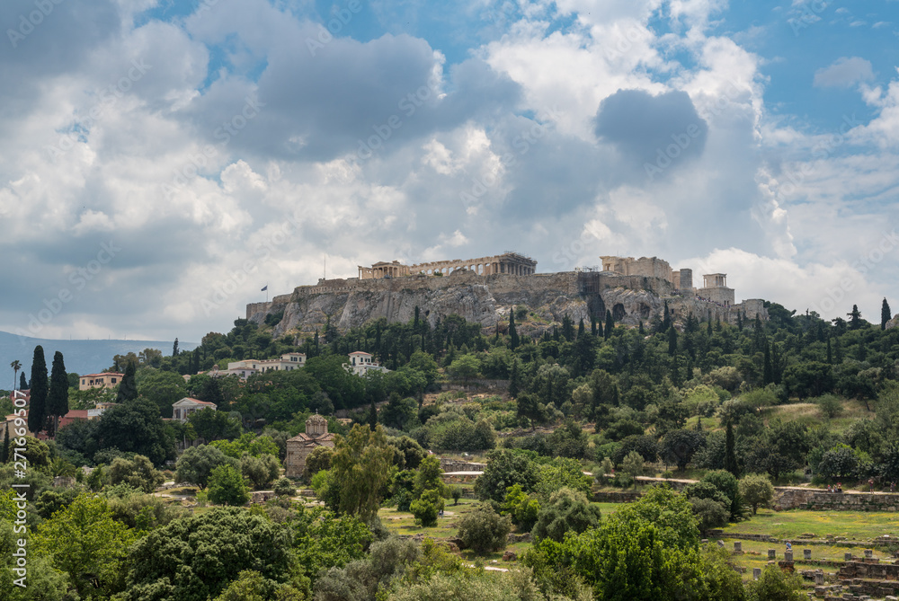 Acropolis hill with the Greek Agora or forum in front