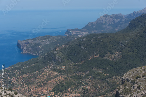 Mallorca. Mountain range Serra de Tramuntana. Mountain peaks and valleys on the way to Sa Calobra bay
