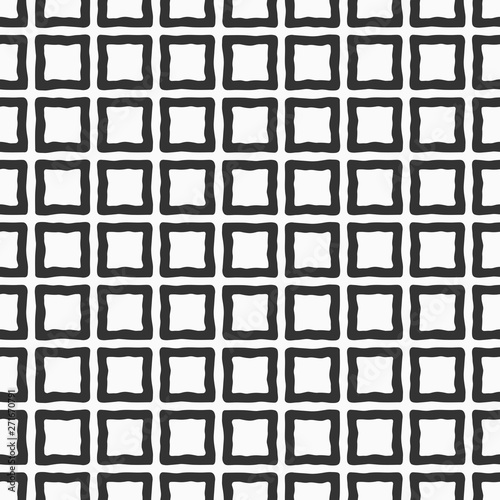 Abstract seamless pattern of hand drawn squares. Monochrome vector background.