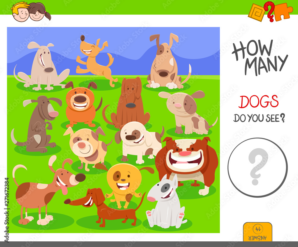 counting dogs activity worksheet task