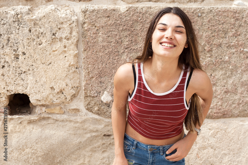 beautiful tourist woman visiting ancient city in Antalya Turkey beautiful tourist woman visiting ancient city in Antalya Turkey