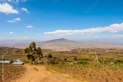 Kenya. Africa. Rift valley panorama. Views of the crater Longonot through the valley. Longonot national park. African rift. Landscapes of Kenya. Travelling to Africa. photo