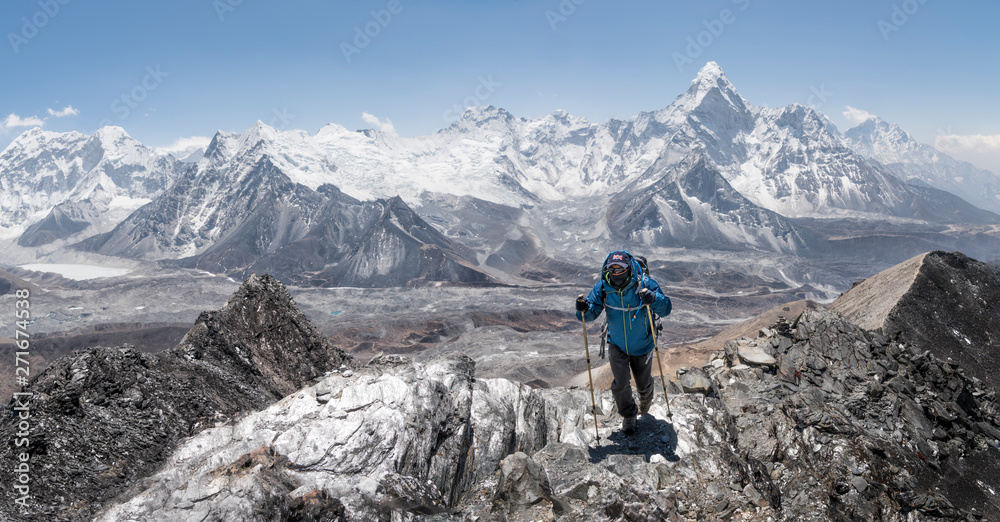 Nepal, Solo Khumbu, Everest, Mountaineer at Chukkung Ri Nepal, Solo Khumbu, Everest, Mountaineer at Chukkung Ri