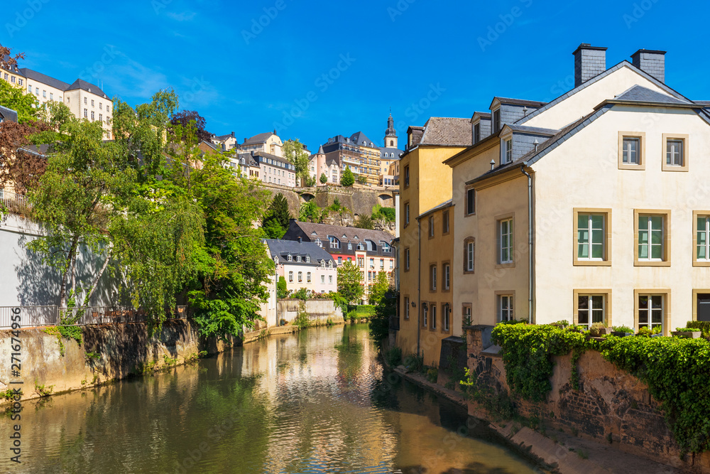 View on Alzette River and Old Town of Luxembourg City, Luxembourg
