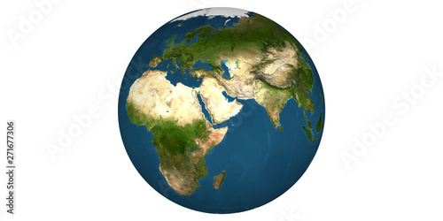 Fototapeta Naklejka Na Ścianę i Meble -  Earth world globe round from space white background
