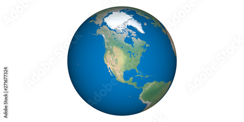 Cuadro en lienzo Earth world globe round from space white background