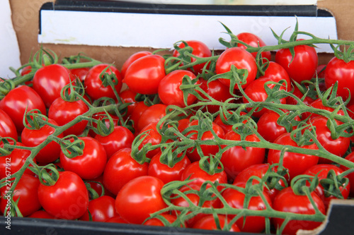 fresh red tomatoes in a box