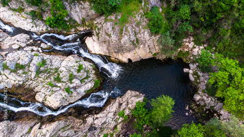 Aerial view of waterfall Mokranjske Stene in village mokranje near the Negotin, in Serbia