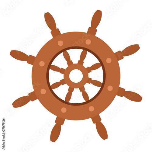 Ship wooden steering wheel cartoon