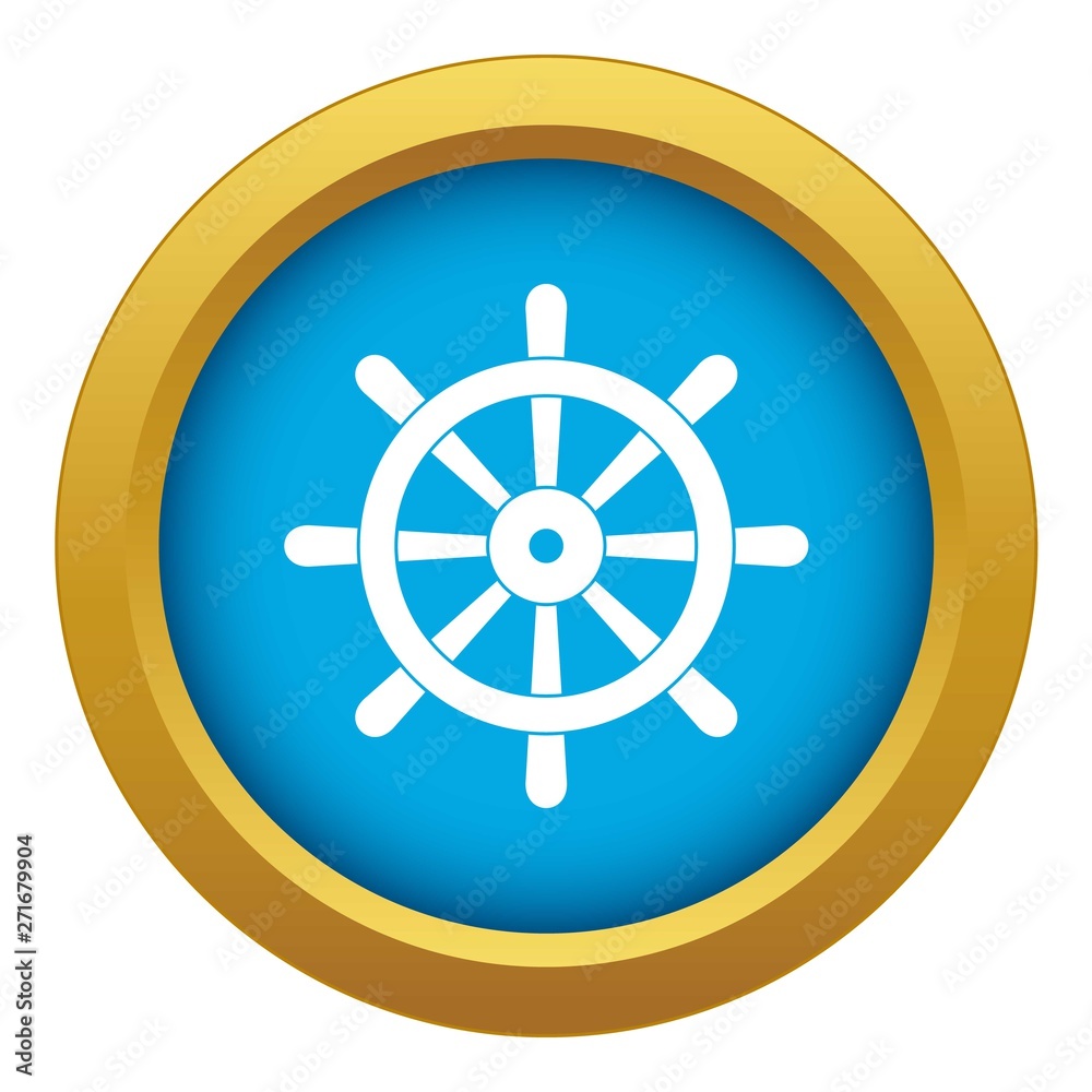 Wooden ship wheel icon blue vector isolated on white background for any design Wooden ship wheel icon blue vector isolated on white background for any design