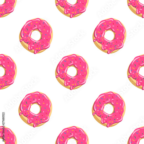 Color donut seamless pattern Glazed donuts background Vector illustration