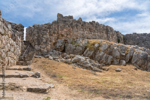 Massive boulders form the walls of the fortress and palace of Tiryns in Greece photo
