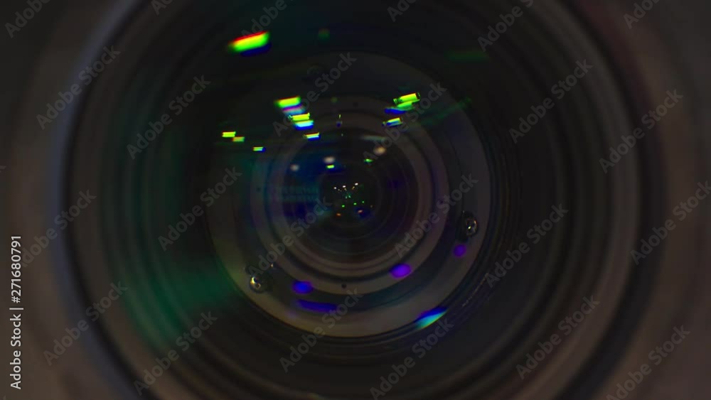 A macro view of a working camera lens.