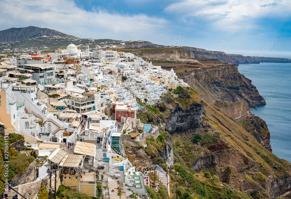 Panoramic View and Streets of Santorini Island in Greece, Shot in Thira