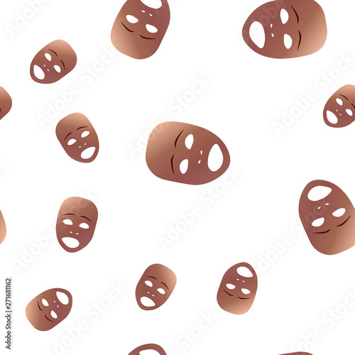 Sad theatrical mask seamless pattern