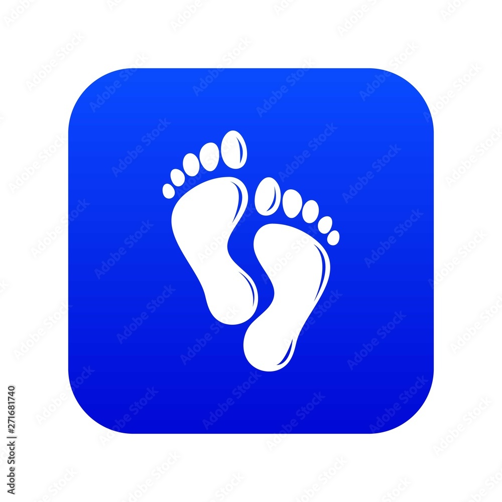 Footprints icon blue vector isolated on white background Footprints icon blue vector isolated on white background