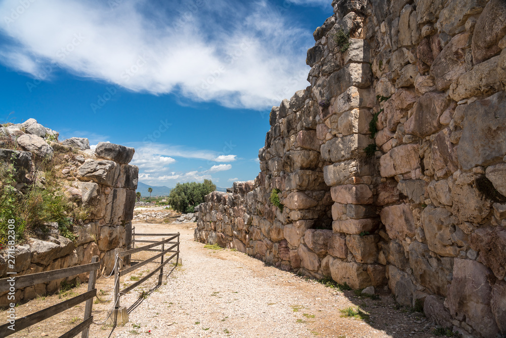 Massive boulders form the walls of the fortress and palace of Tiryns in Greece