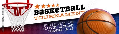 Basketball modern sports poster design banner with 3d realistic shiny ball. Basketball tournament Illustration banner logo realistic orange ball. posters design flyer set Playoff championship template