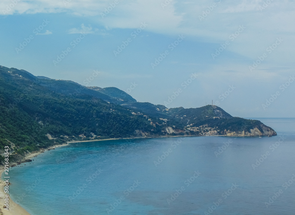 Aerial view of Pefkoulia beach. Aerial view of Pefkoulia beach.