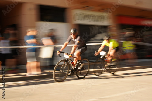 Bike racing in movement. Barcelona Catalonia, Spain