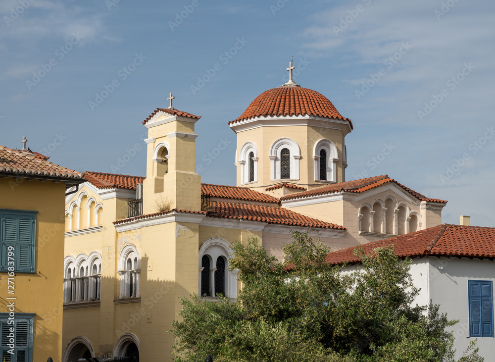 Greek Orthodox church by Roman Agora in Athens to Archangel Michael and Virgin mary in Dexippou Street