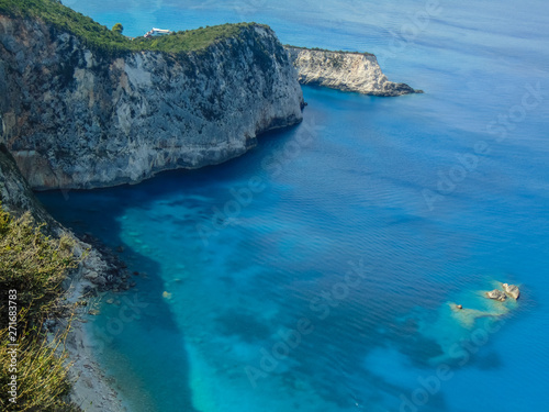 View of the rocky shores of Lefkada. © amarildo