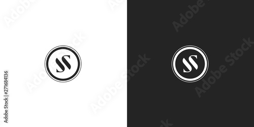 Black and white premium round SS monogram logo