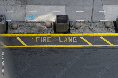 Fire lane markings from high above the street