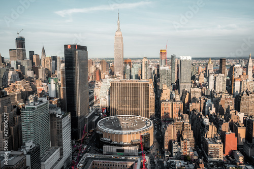 Canvas Print view from top on Madison Square Garden and Empire State Building